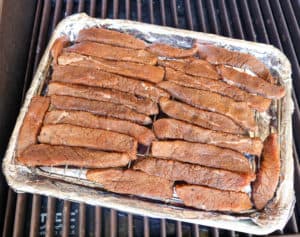 TEC Grills Homemade Beef Jerky - Steak on Foil Lined Sheet Pan