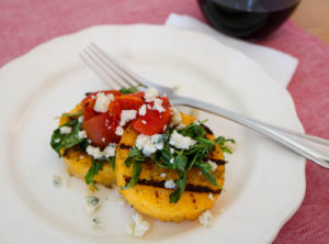 TEC Grills Romantic Italian Dinner - Grilled Polenta with Arugula, Tomatoes, and Gorgonzola