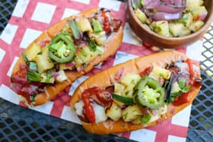 TEC Grills Out of the Bun Hot Dog Recipes - Hawaiian Pizza Dog