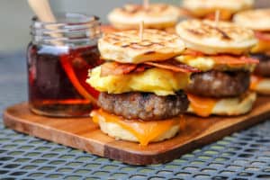 TEC Grills Burger Recipes - Breakfast Sausage Sliders with Waffle Buns 